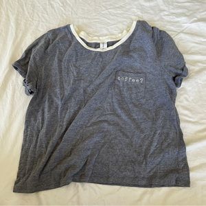 Forever 21 Coffee? crop lined t shirt